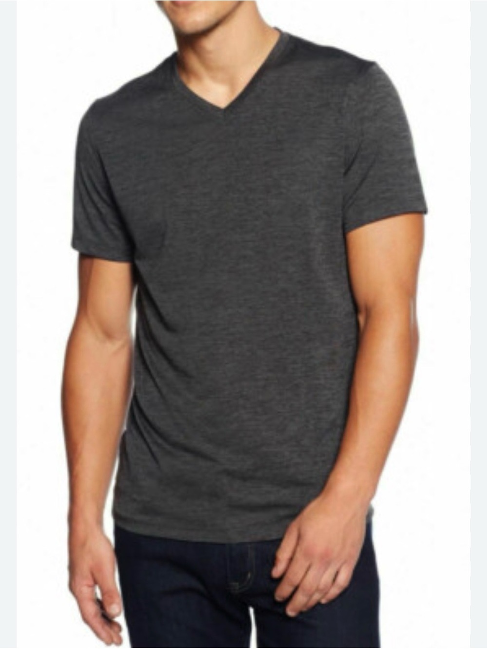 Alfani Men's Slim Fit Dark Charcoal V-Neck Short Sleeve Tee, Size XXL